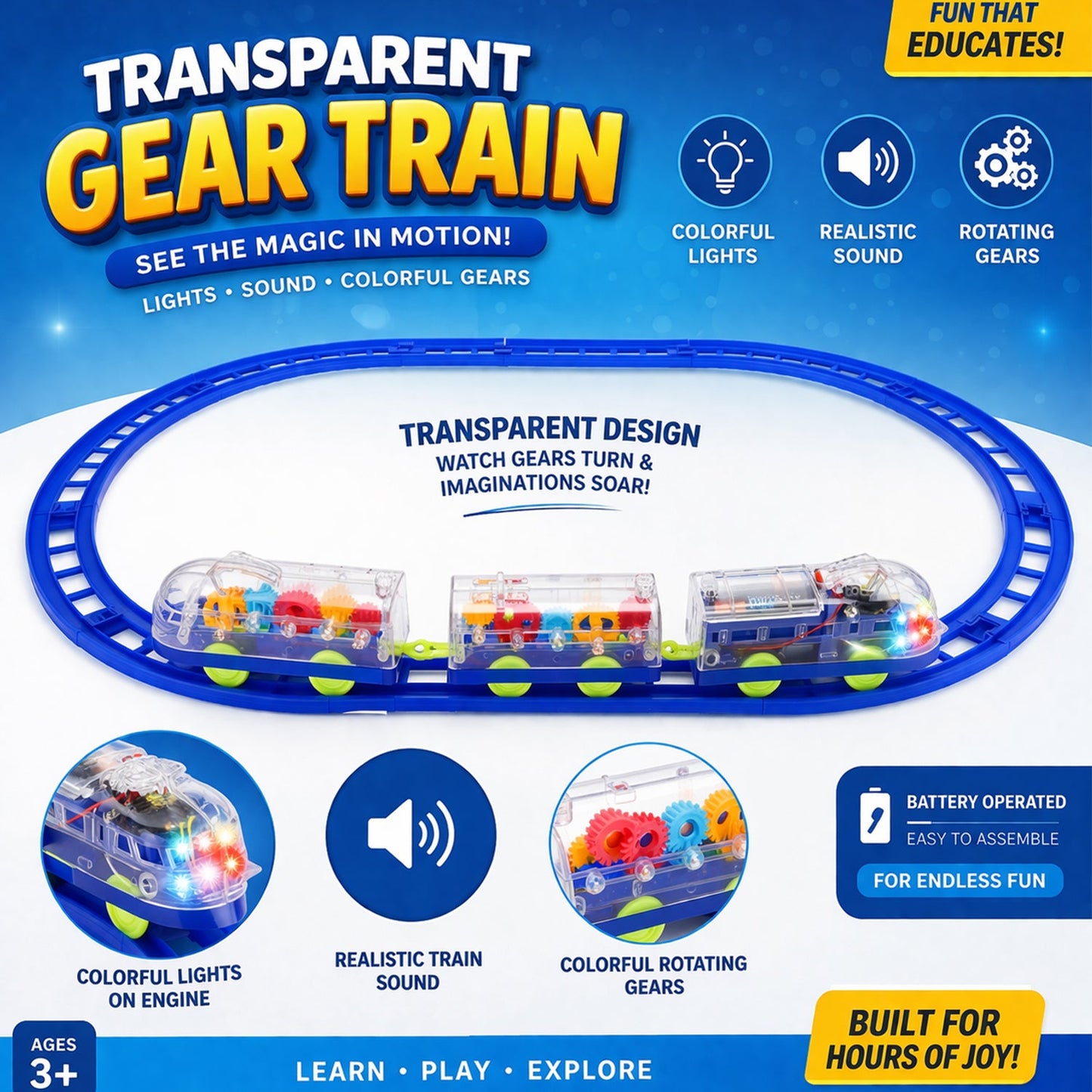  Gear Train Sound & Light – Engaging Kids Electric Train Set - Detail 7