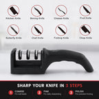 3 Stage Manual Knife Sharpener Tool for Steel and Ceramic Knives Ki... - Detail 7