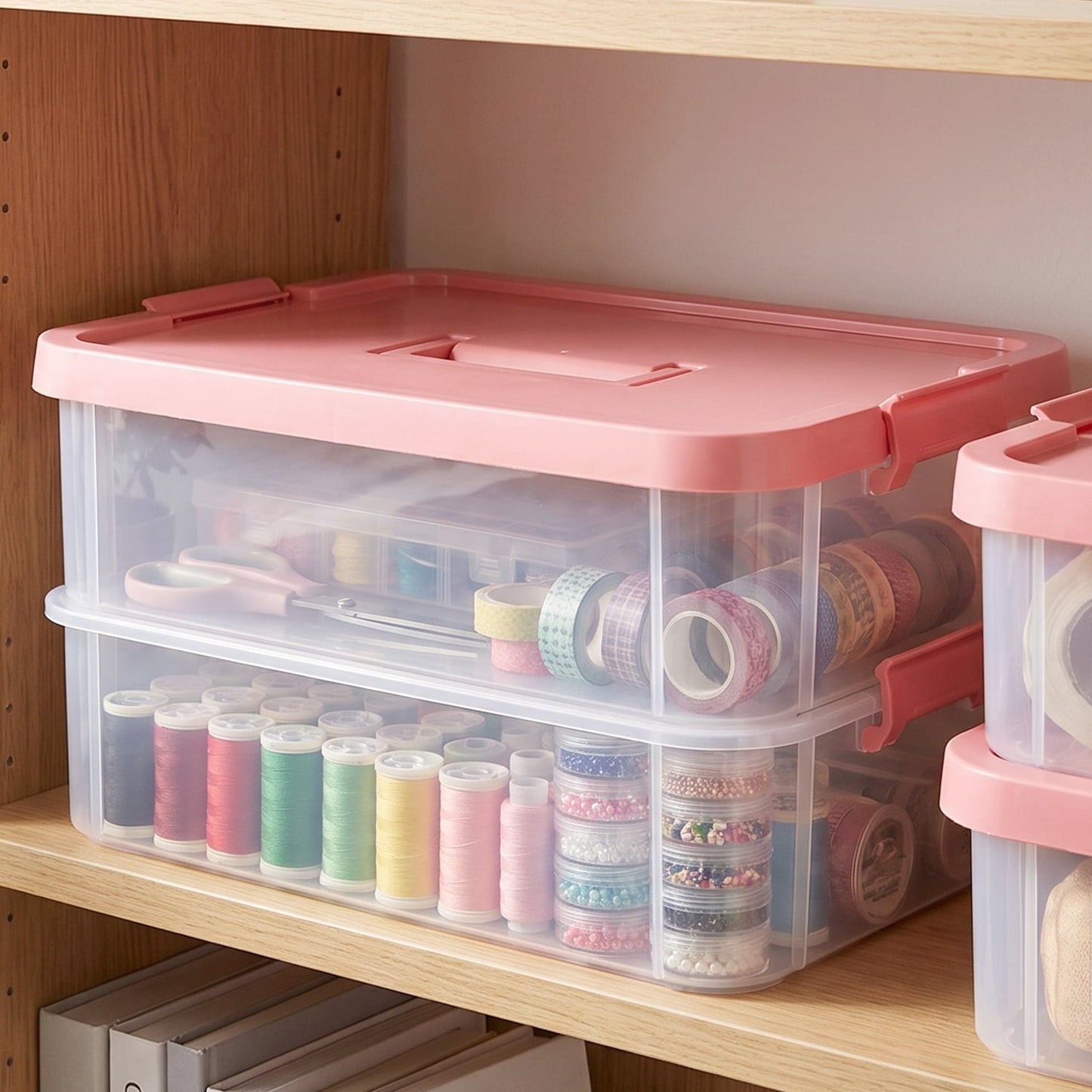  Plastic Transparent Storage Box with Lid 2XL 2 Layer Stackable Organizer (1 Pc) - Detail 7
