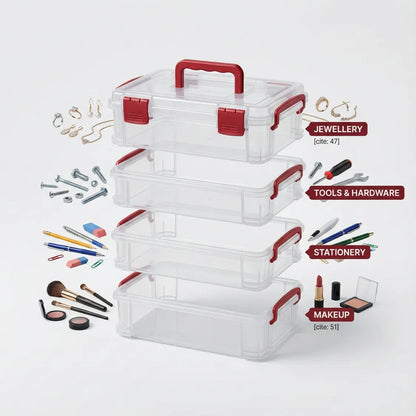  Plastic Storage Box – 4-Layer Transparent Organizer with Handle - Detail 7
