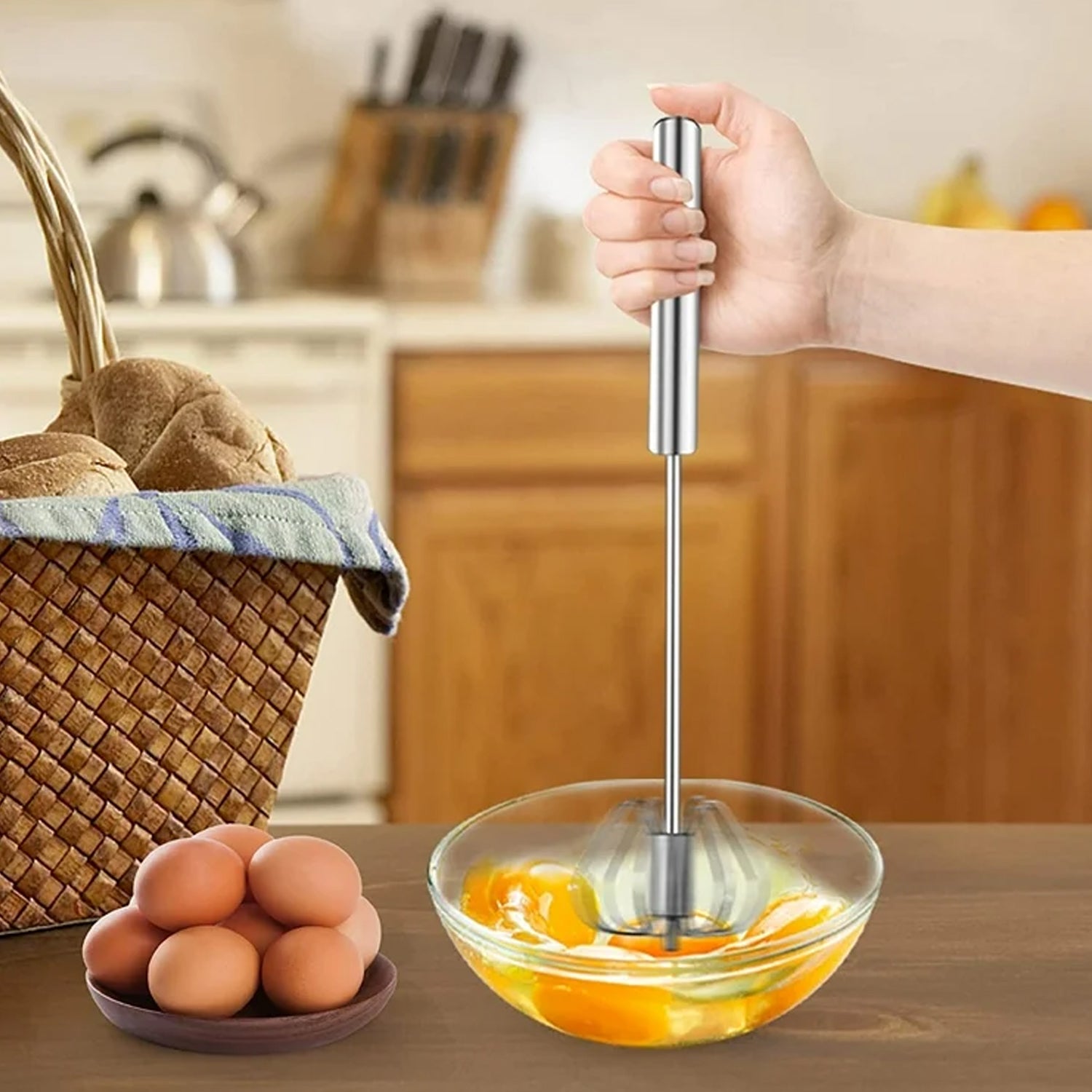  Stainless Steel Egg Whisk – Hand Push Rotary | ALVENZA - Detail 9