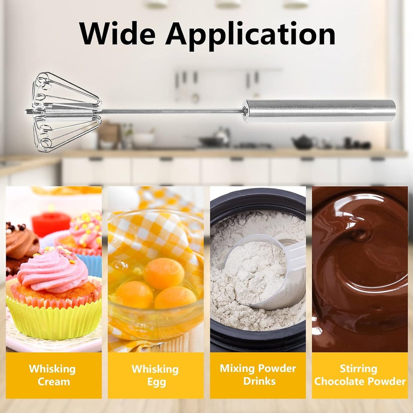  Stainless Steel Egg Whisk – Hand Push Rotary | ALVENZA - Detail 10
