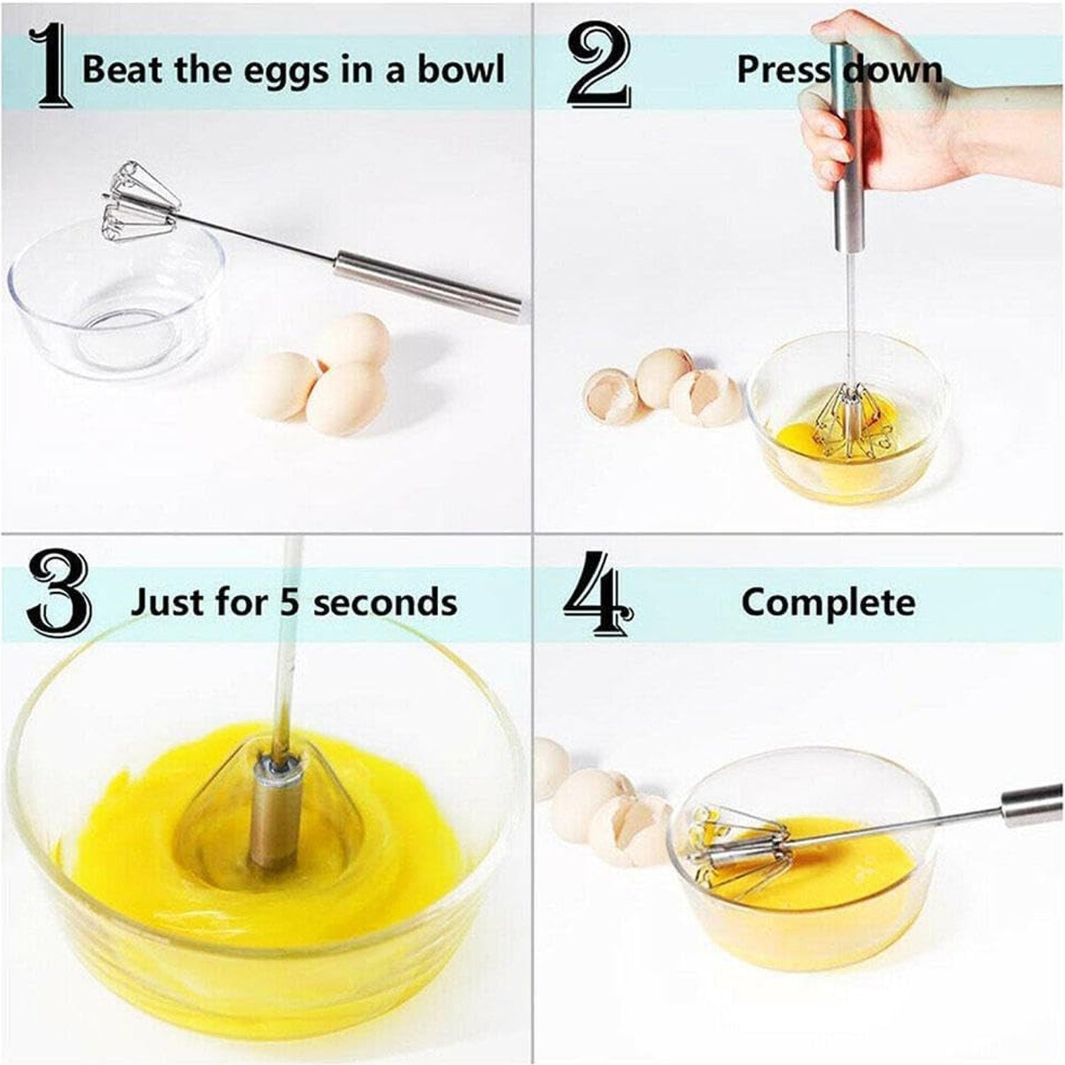  Stainless Steel Egg Whisk – Hand Push Rotary | ALVENZA - Detail 11