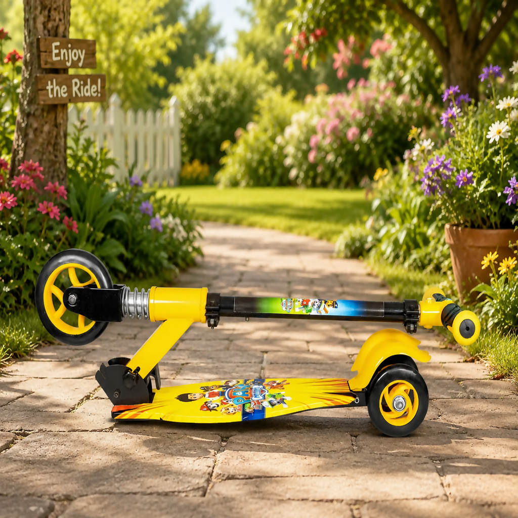 ALVENZA KIXY Kids 3 Wheel Foldable Scooter with Adjustable Height Handlebar, LED Wheels & Spring Suspension