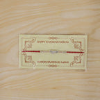 ALVENZA Silver Bhaiya Name Rakhi with Crystal Beads, Red Thread and Sparkling Detail