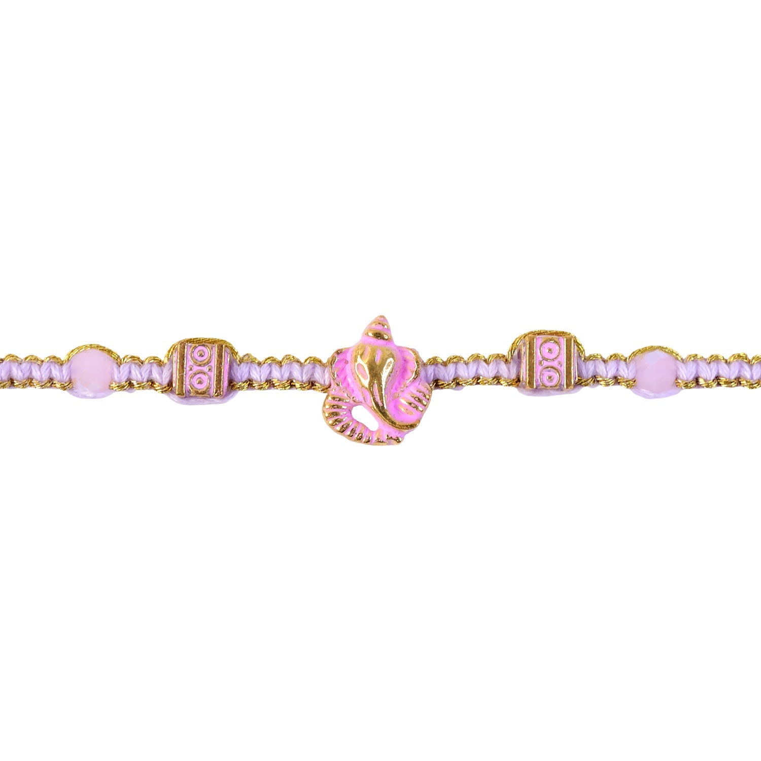 ALVENZA Pink Bracelet Designer Rakhi with Pearl Style Beads and Soft Festive Finish