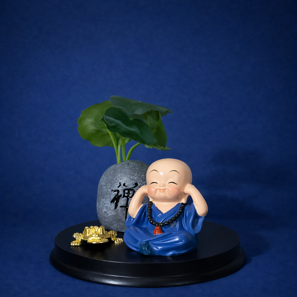 ALVENZA Zen Monk Showpiece – Lucky Money Frog with Mini Planter Decor