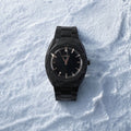 Luxury Matte Black Analog Watch – Elegant Geometric Dial & Metal Strap