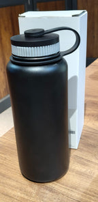 ALVENZA Black Vacuum-Insulated Stainless Steel Water Bottle – 1000ml Durable & Leakproof