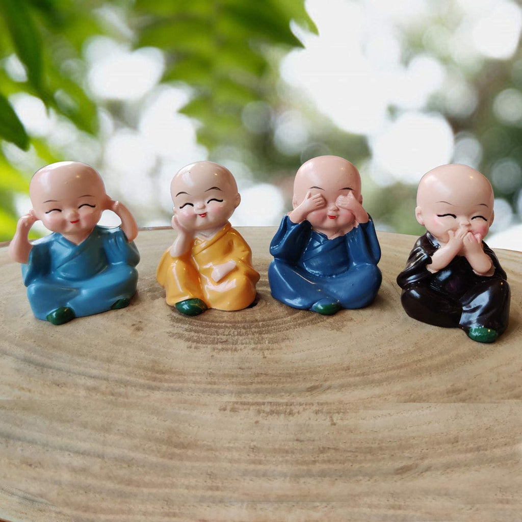 Baby Buddha Statue Set 4-Piece Lightweight Decorative Showpieces - Back View