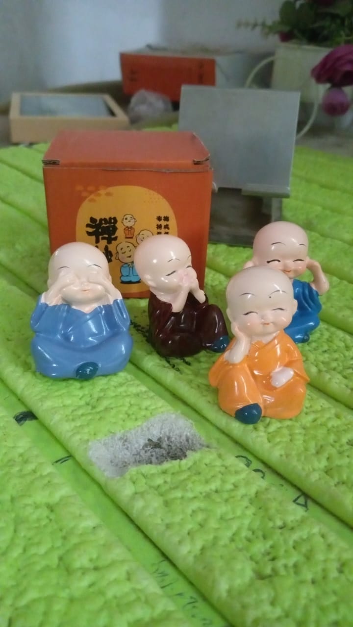 Baby Buddha Statue Set 4-Piece Lightweight Decorative Showpieces - Detail View 8