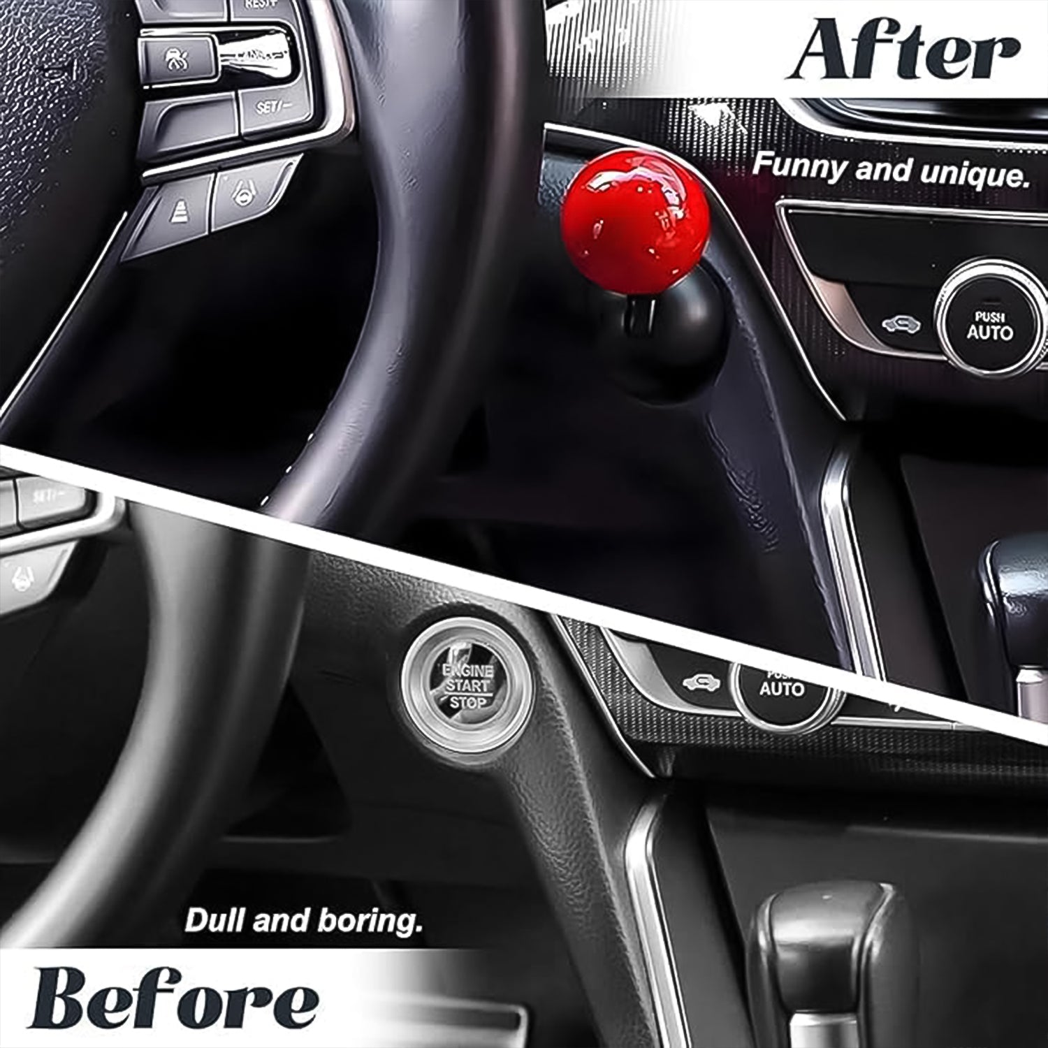 Ball Design Car Push Start Button Cover Durable Metal Alloy - Back View