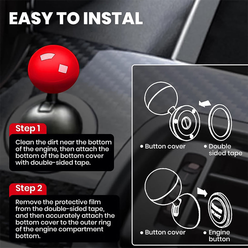 Ball Design Car Push Start Button Cover Durable Metal Alloy - Detail View 6