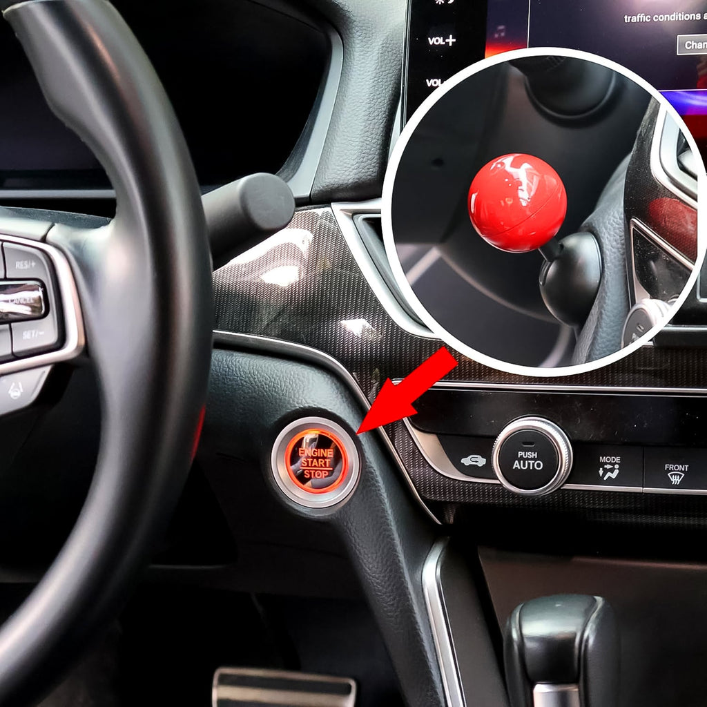 Ball Design Car Push Start Button Cover Durable Metal Alloy - Front View