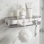 Bathroom Wall Shelf Space-Saving with Hooks & Modern Design - Detail View 8