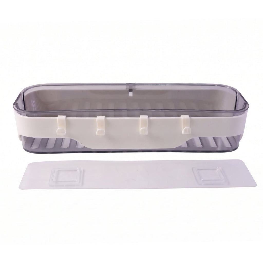 Bathroom Wall Shelf Space-Saving with Hooks & Modern Design - Back View