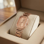 Elegant Rose Gold Women's Watch – Rectangular Dial & Premium Metal Strap