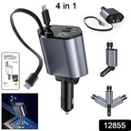 ALVENZA 4-in-1 Car Charger – Dual Cables & 120W Super Fast Power