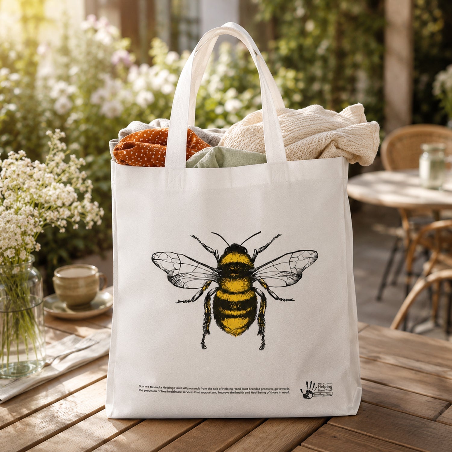 Multipurpose Bee Print Carry Hand Bag Eco-Friendly & Spacious - Back View