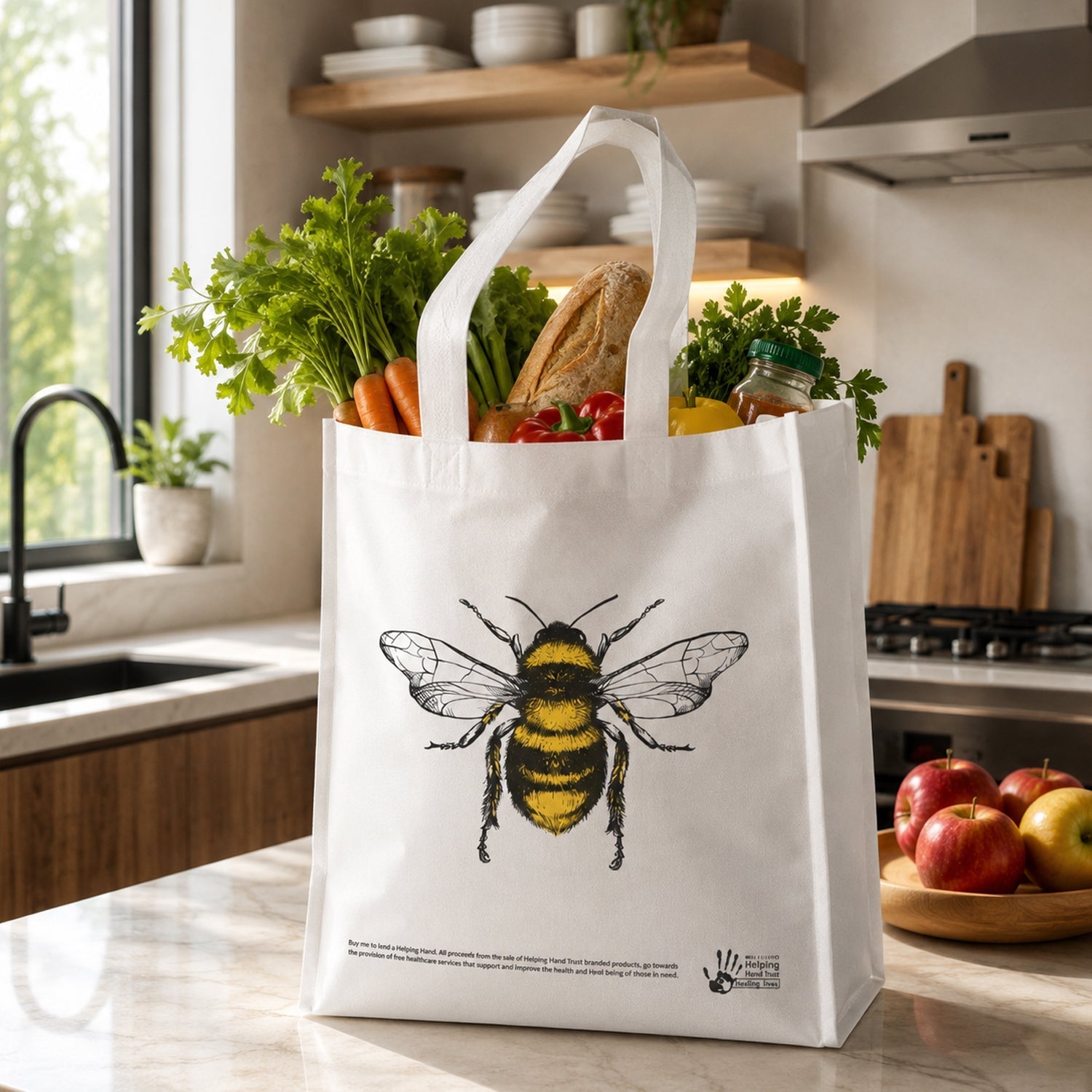 Multipurpose Bee Print Carry Hand Bag Eco-Friendly & Spacious - Detail View 6