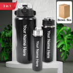 ALVENZA Customized Insulated Water Bottle Set – 3 Pcs SS | CustomSpot
