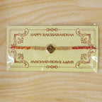 ALVENZA Silver Tone Designer Rakhi with Pastel Beads and Elegant Bracelet Style Finish