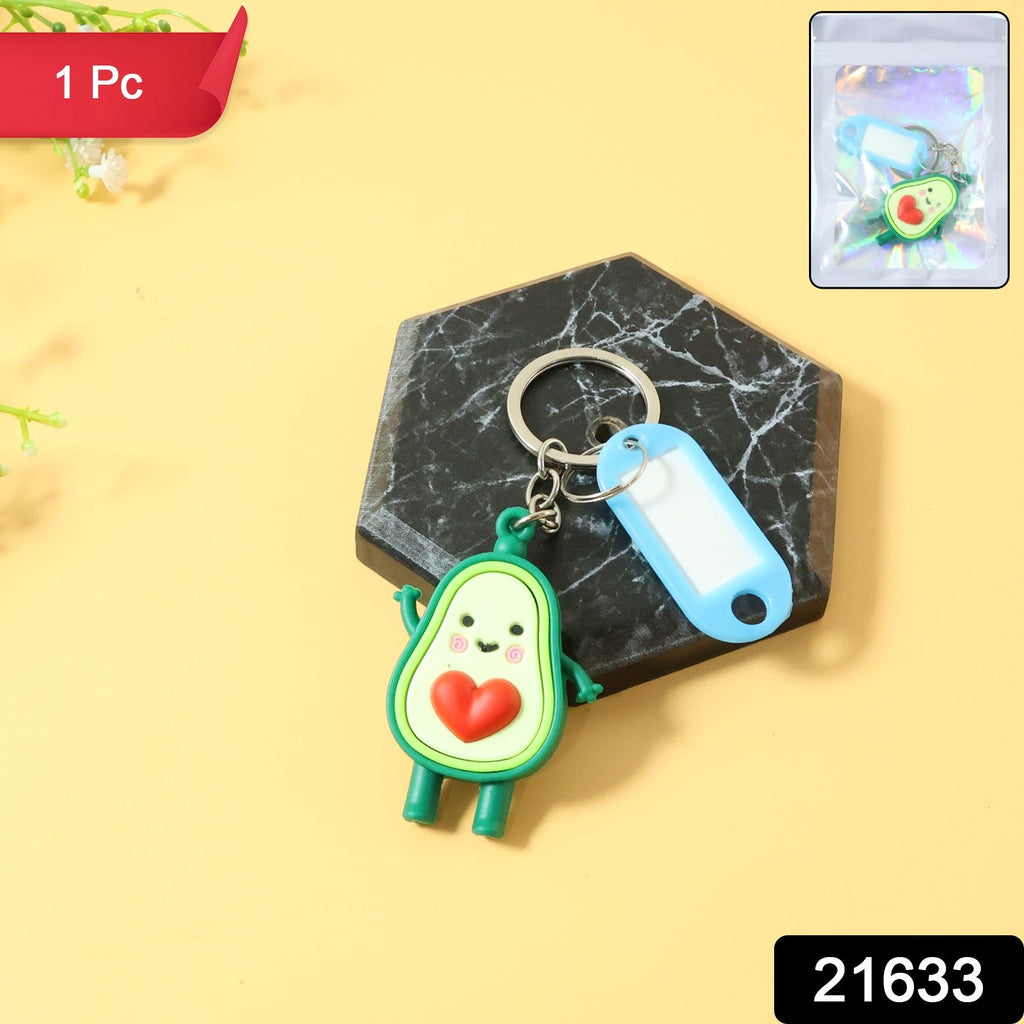 ALVENZA Avocado Cartoon Keychain with Name Tag Holder – Cute & Practical