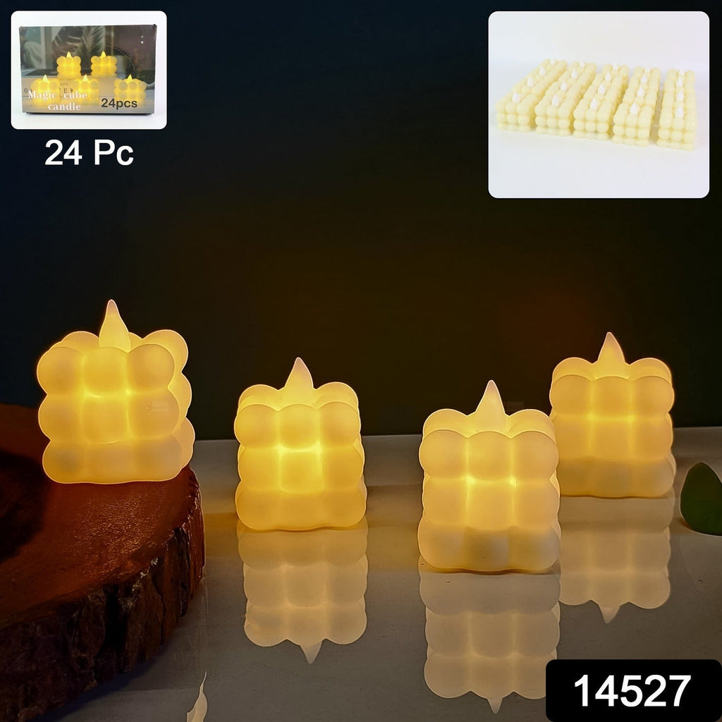 ALVENZA LED Flameless Cube Candles – Set of 24 Decorative Lights