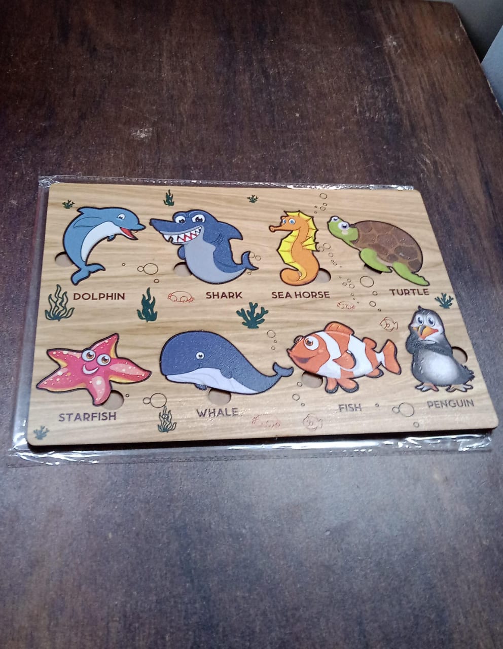 Wooden Sea Animal Puzzle Educational Toy for Kids | Inventive Play - Detail View 7