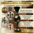 ALVENZA 24-Inch Metal Floor Vase – Elegant Gold Leaf Design for Home Decor