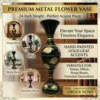 ALVENZA 24-Inch Metal Floor Vase – Elegant Gold Leaf Design for Home Decor