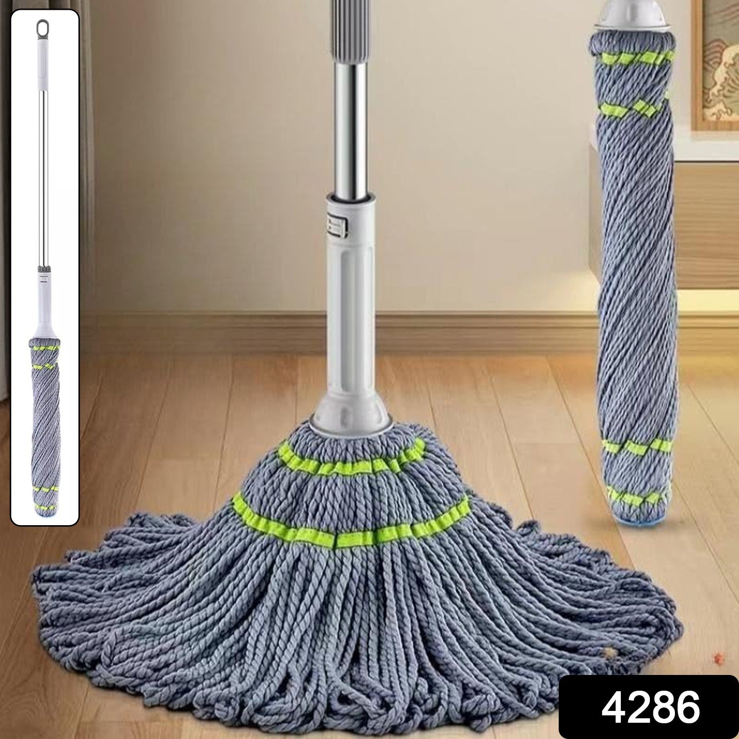 ALVENZA Self Wringing Mop – Stainless Steel Handle for Easy Floor Cleaning