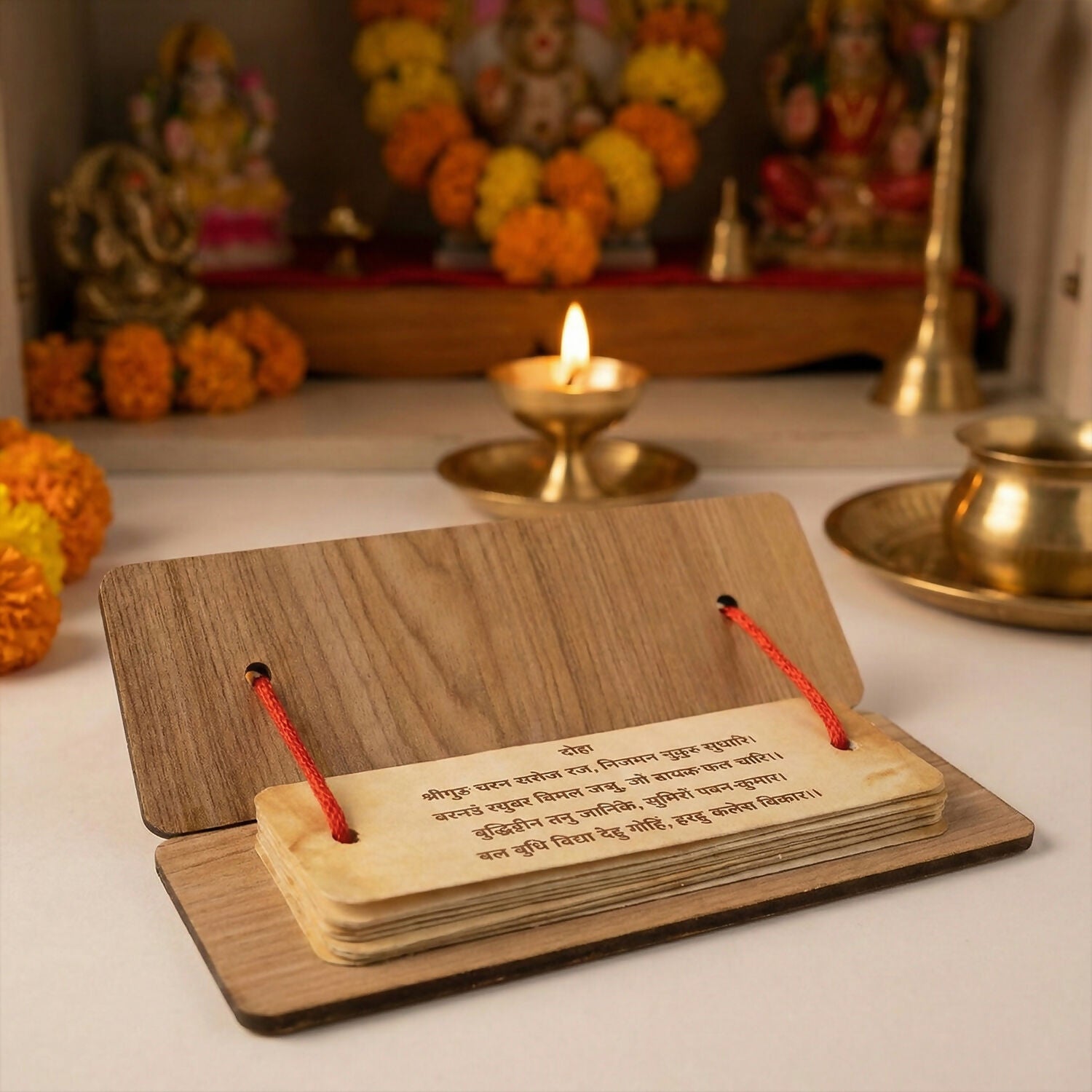 Hanuman Chalisa Flip Book – Wooden Stand for Easy Prayer