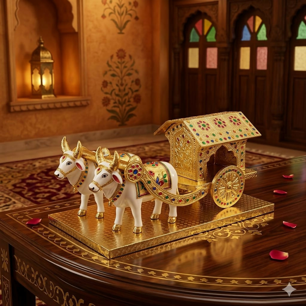 ALVENZA Home Decor Bullock Cart Showpiece – Elegant Indian Handicraft