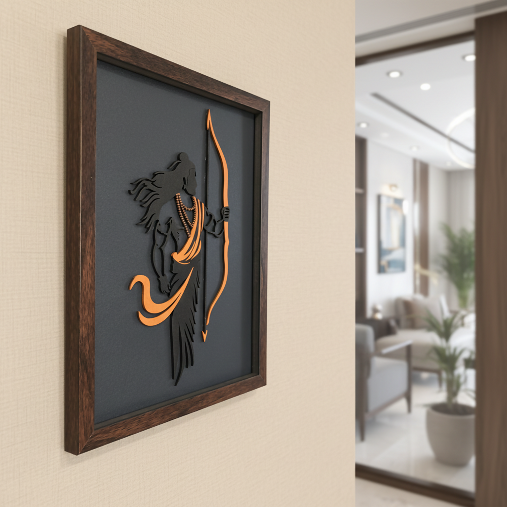 ALVENZA Lord Ram Wall Art – Handcrafted Multi-Layer 3D Wooden Frame