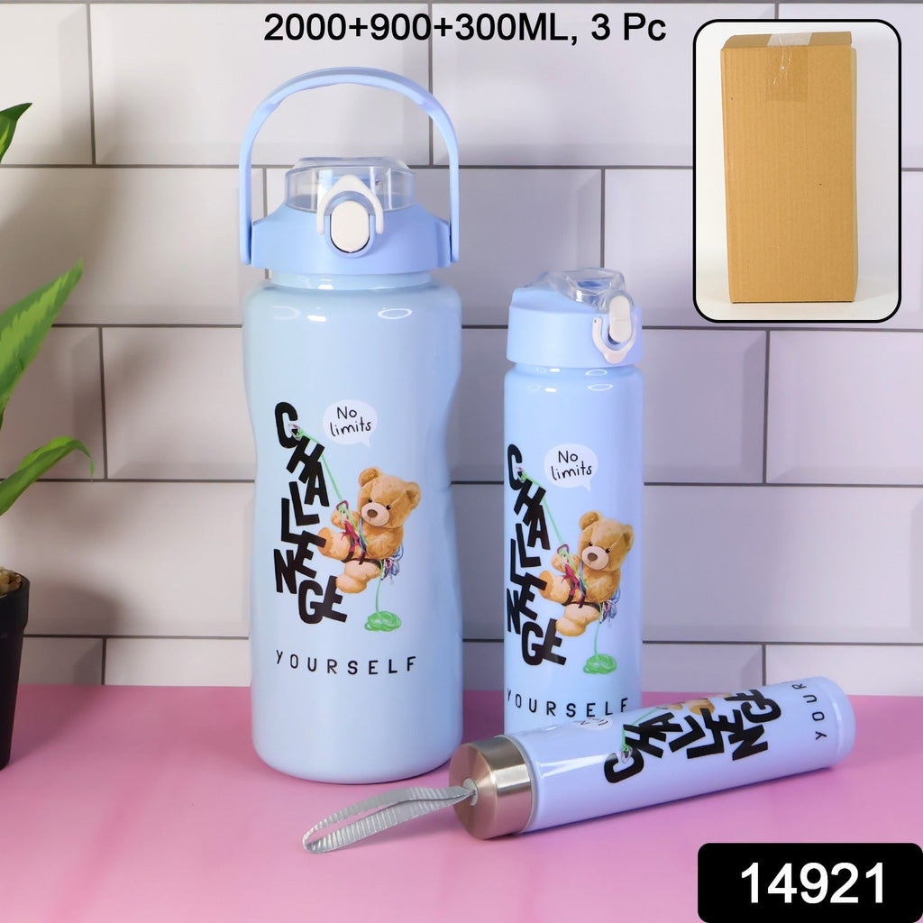 ALVENZA Premium Water Bottle Set – Leak-Proof 2000ML, 900ML & 300ML