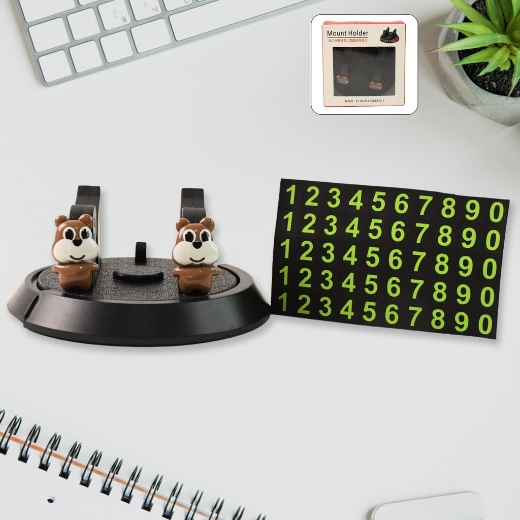 Car Dashboard Mobile Phone Holder Stand with Parking Number Display - Back View