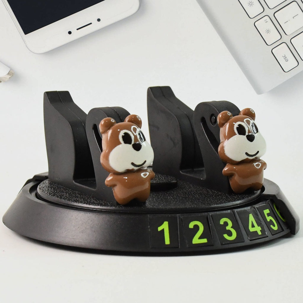 Car Dashboard Mobile Phone Holder Stand with Parking Number Display - Front View