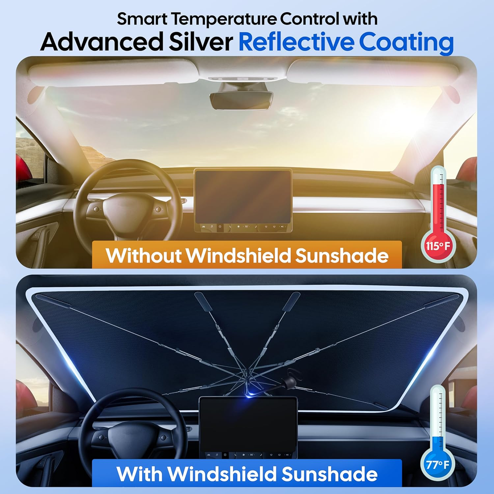 Car Windshield Sunshade Foldable Heat Protection - Detail View 6