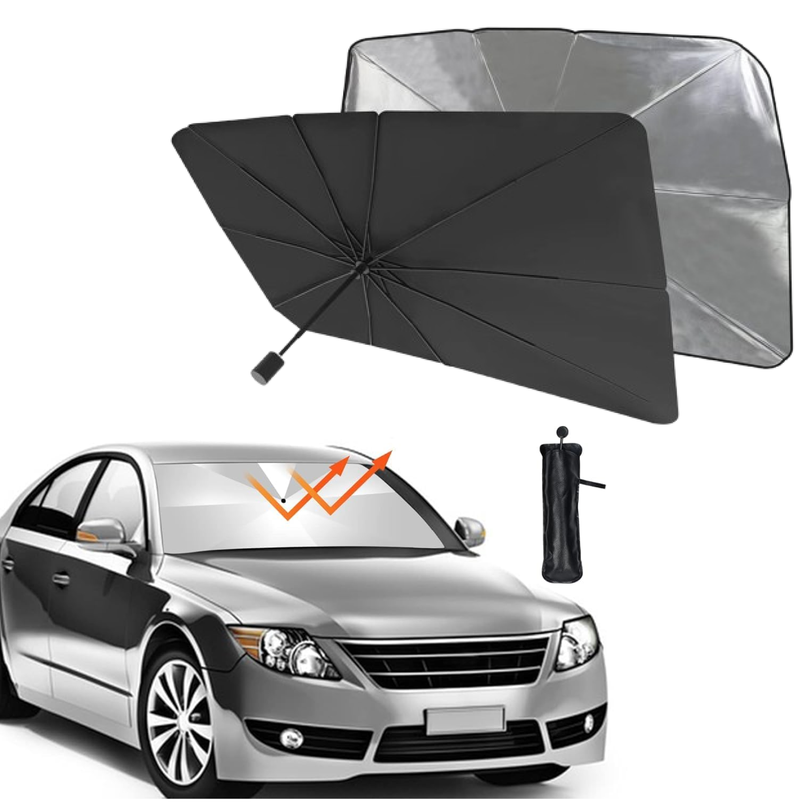 Car Windshield Sunshade Foldable Heat Protection - Front View