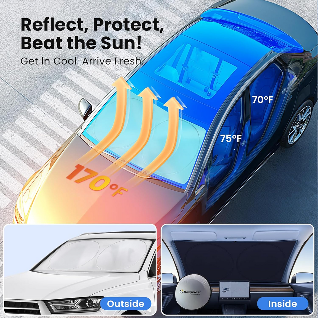 Car Windshield Sunshade Foldable Heat Protection - Side View