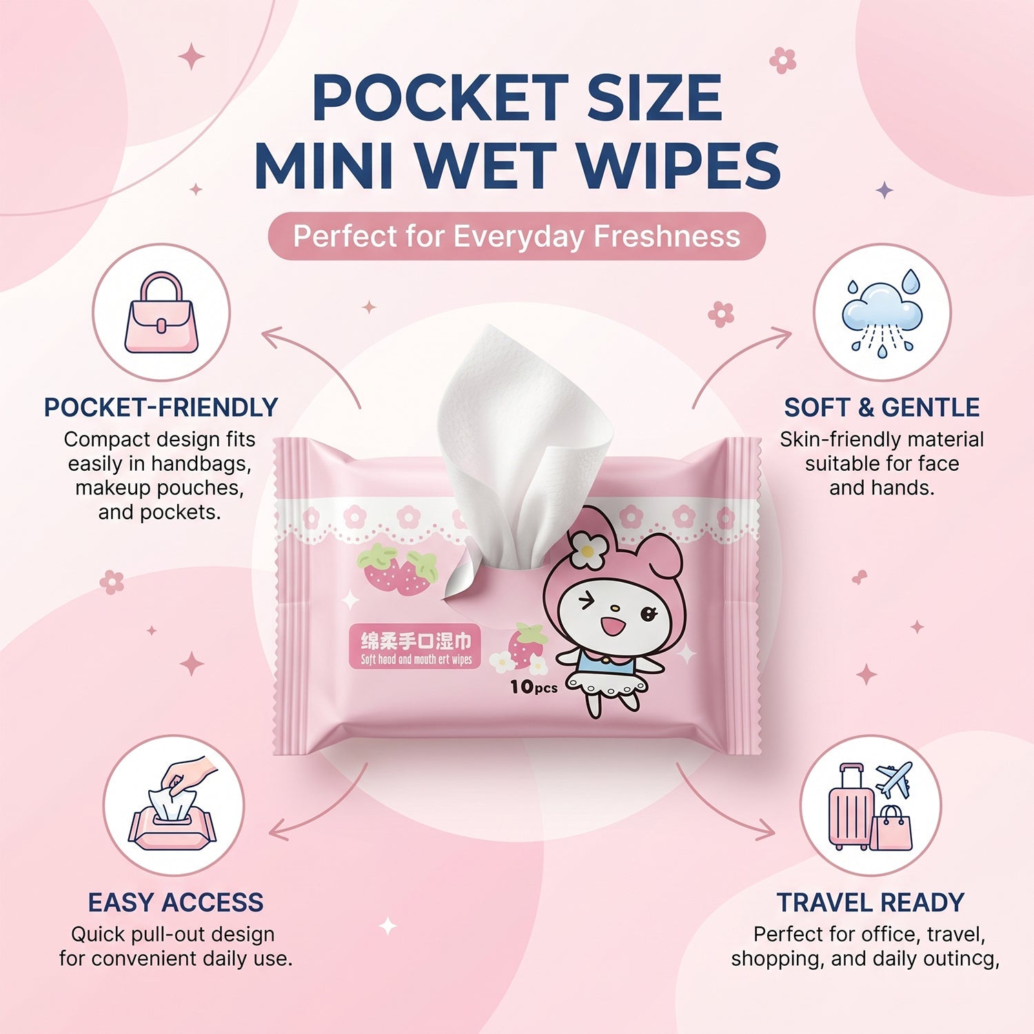 Wet Wipes for Kids Gentle & Portable Cleaning Solution - Detail View 7