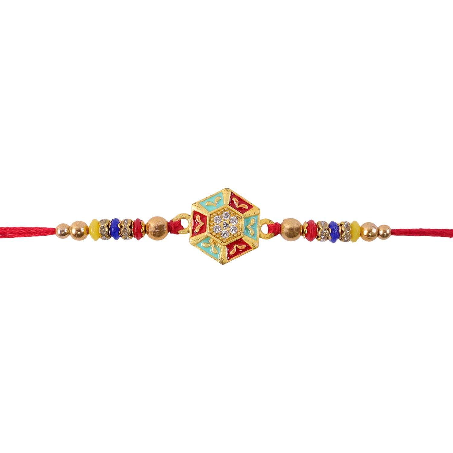 ALVENZA Golden Snowflake Crystal Designer Rakhi for Brother, Lavender Beads Gift
