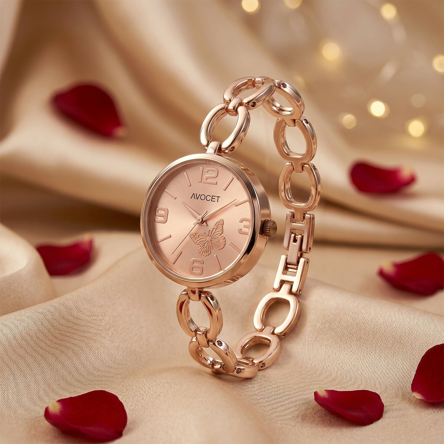 Women's Wrist Watch – Rose Gold Elegant Chain Strap with Butterfly Dial