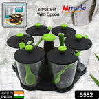 ALVENZA Revolving Spice Rack – 6-Piece Masala Container Set | Miracle