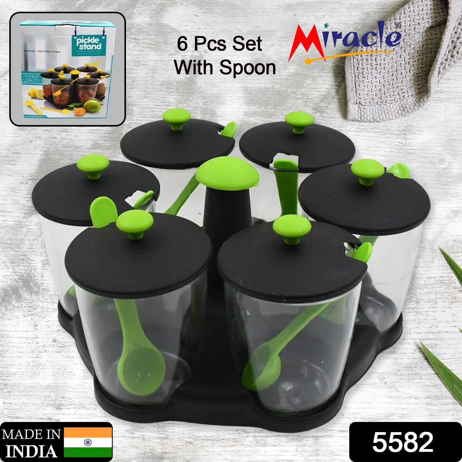 ALVENZA Revolving Spice Rack – 6-Piece Masala Container Set | Miracle