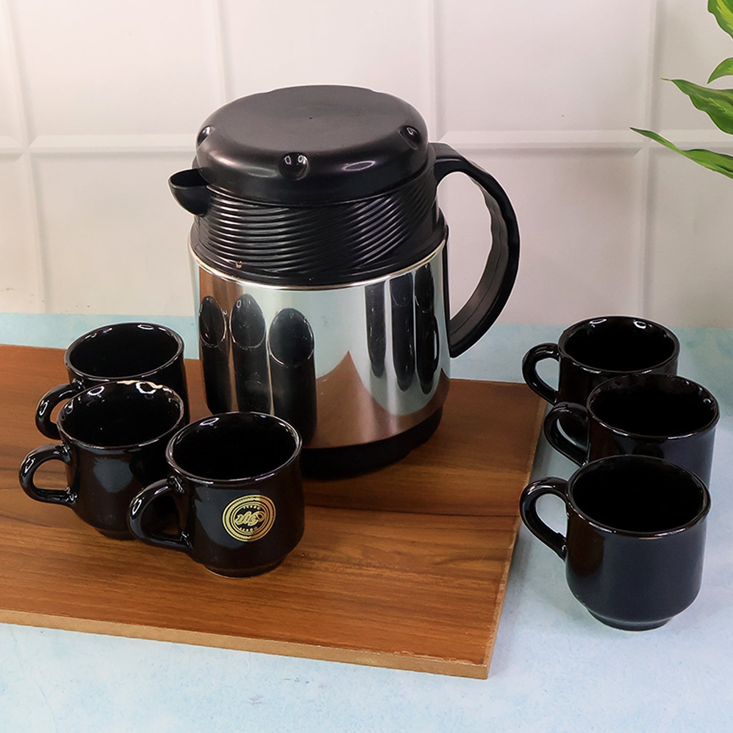 ALVENZA Insulated Thermos Flask with 6 Ceramic Cups – Keeps Drinks Hot