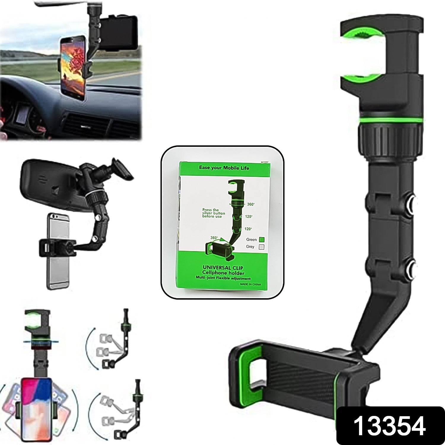 ALVENZA Car Rear View Mobile Holder – 360° Rotatable Mount | Velvet Wheels