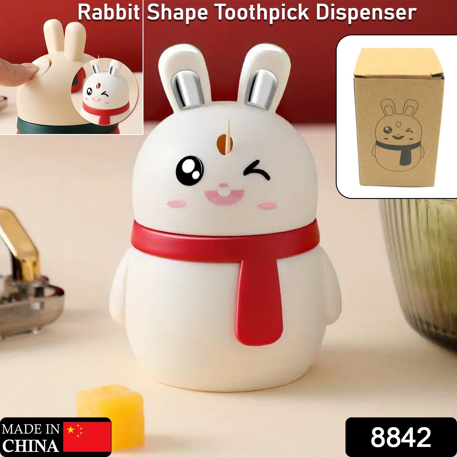 ALVENZA Rabbit Toothpick Dispenser – Automatic Press Design | Organivo