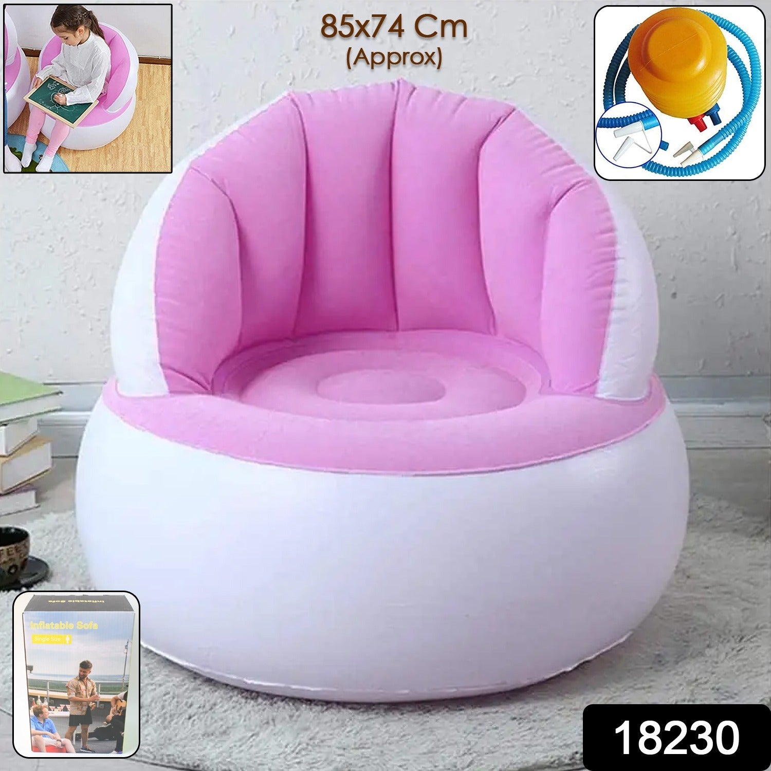 Kids Inflatable Sofa Chair With Foot Pump & Backrest | Play & Move - Side View